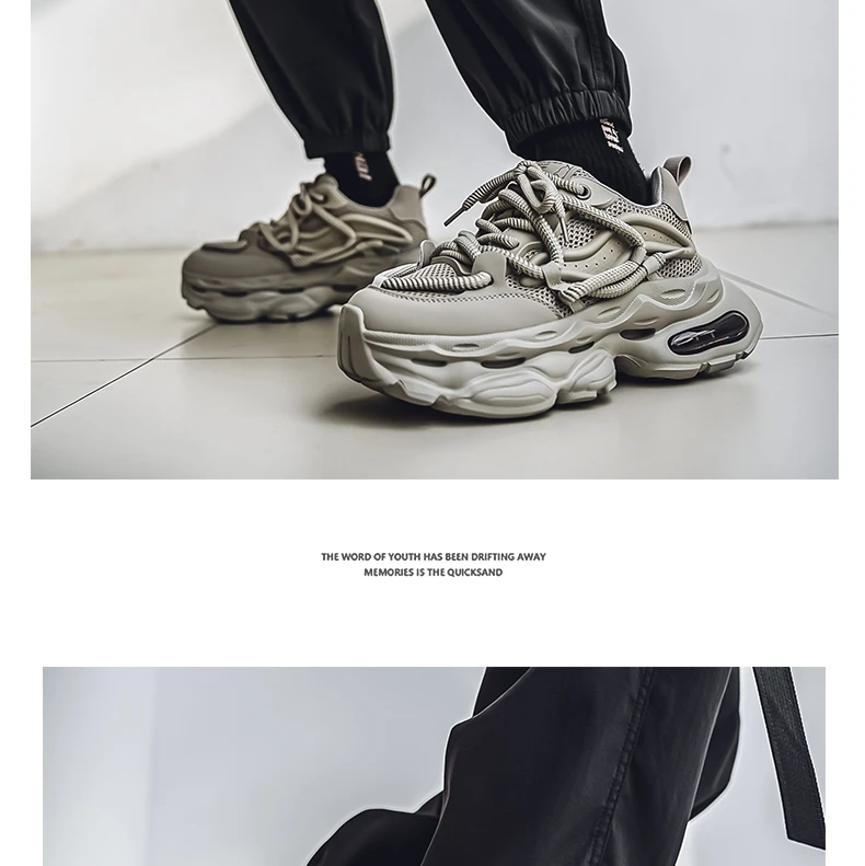 Men's Chunky Casual Sneakers Four Seasons Breathable Lightweight Outdoor Running Shoes Fashion Youth Soft-Sole Speed Sports Shoe