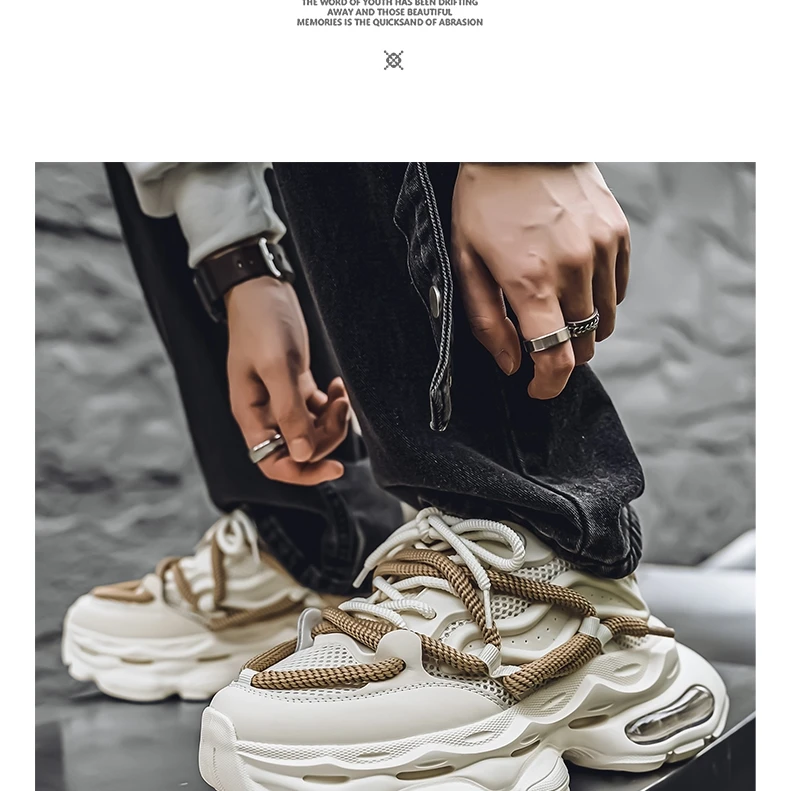 Men's Chunky Casual Sneakers Four Seasons Breathable Lightweight Outdoor Running Shoes Fashion Youth Soft-Sole Speed Sports Shoe