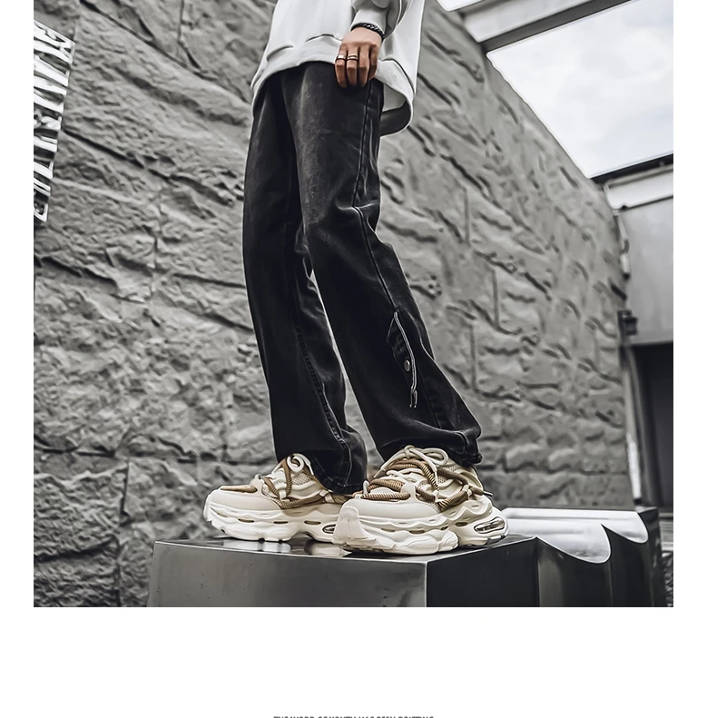 Men's Chunky Casual Sneakers Four Seasons Breathable Lightweight Outdoor Running Shoes Fashion Youth Soft-Sole Speed Sports Shoe