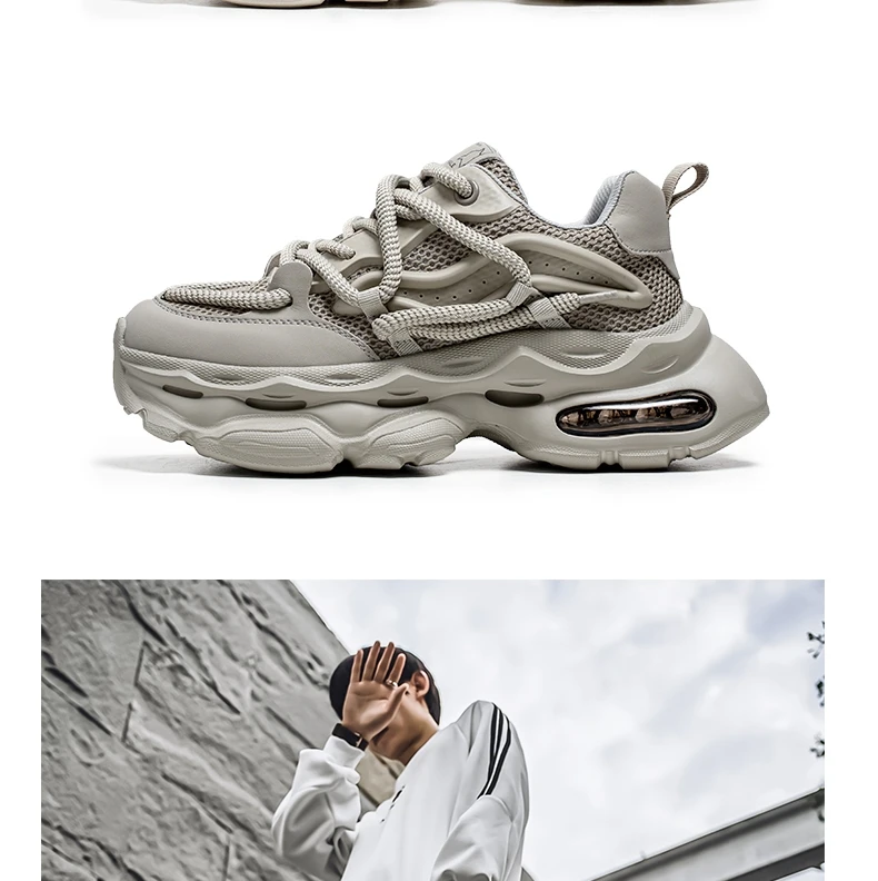 Men's Chunky Casual Sneakers Four Seasons Breathable Lightweight Outdoor Running Shoes Fashion Youth Soft-Sole Speed Sports Shoe
