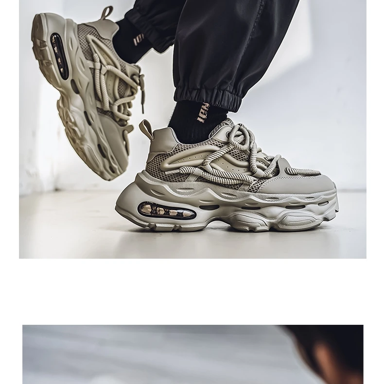 Men's Chunky Casual Sneakers Four Seasons Breathable Lightweight Outdoor Running Shoes Fashion Youth Soft-Sole Speed Sports Shoe