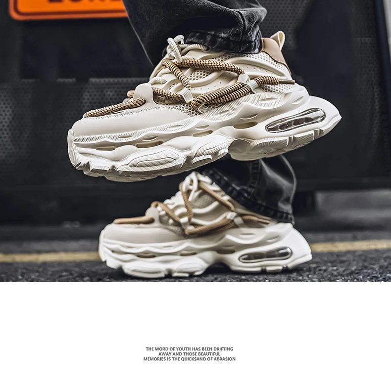 Men's Chunky Casual Sneakers Four Seasons Breathable Lightweight Outdoor Running Shoes Fashion Youth Soft-Sole Speed Sports Shoe