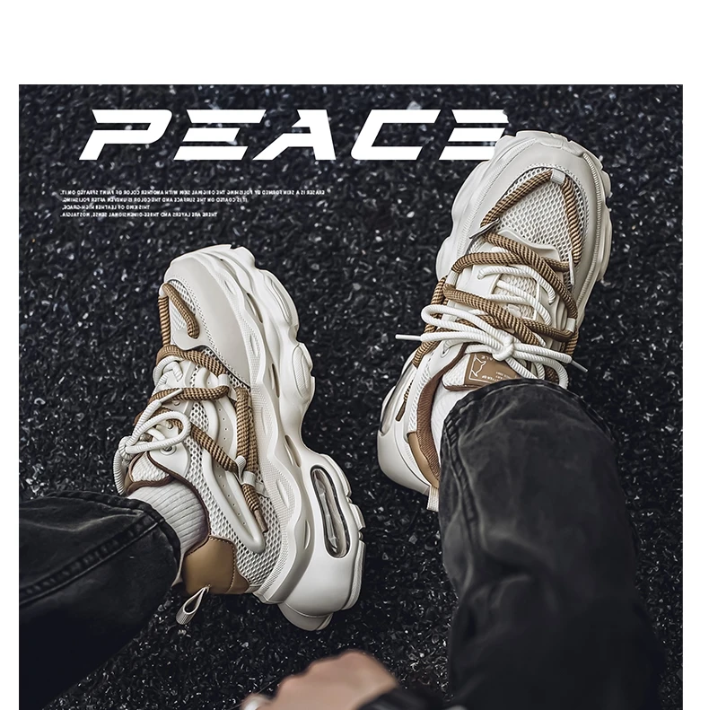 Men's Chunky Casual Sneakers Four Seasons Breathable Lightweight Outdoor Running Shoes Fashion Youth Soft-Sole Speed Sports Shoe