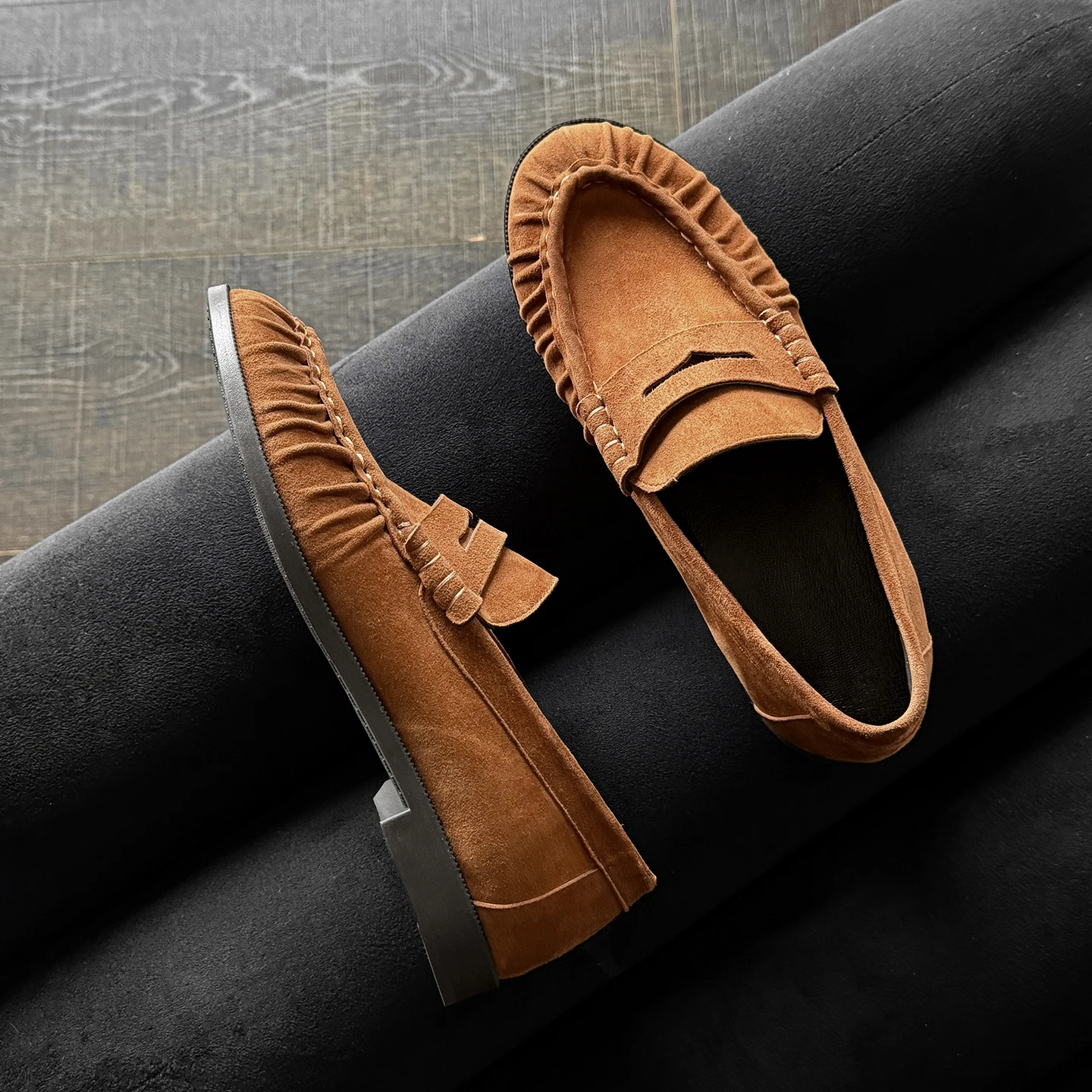QUTAA Fashion Women Pumps Shoes Suede Woman Spring Loafers Genuine Leather Casual Shoes Slip-on Round Toe Ladies Shoes 34-41