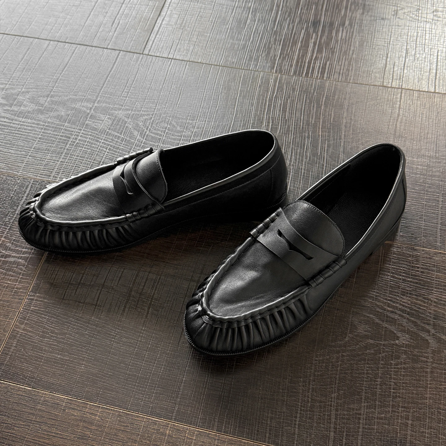 QUTAA Fashion Women Pumps Shoes Suede Woman Spring Loafers Genuine Leather Casual Shoes Slip-on Round Toe Ladies Shoes 34-41