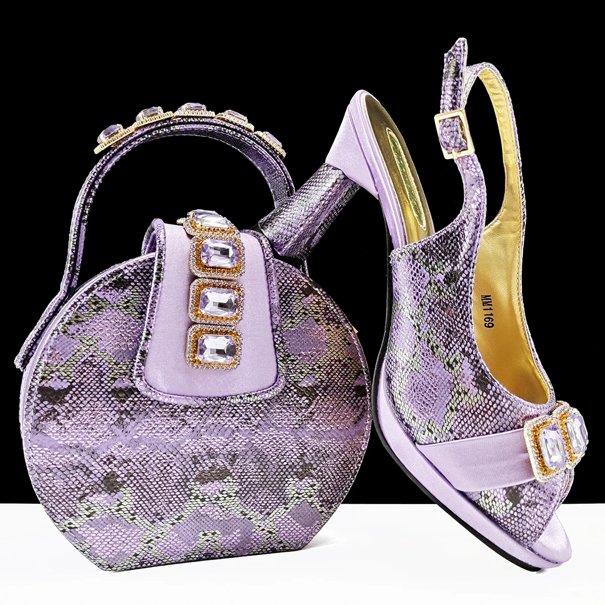 doershow High Quality African Style Ladies Shoes And Bags Set Latest orange Italian Shoes And Bag Set For Party SMM1-1