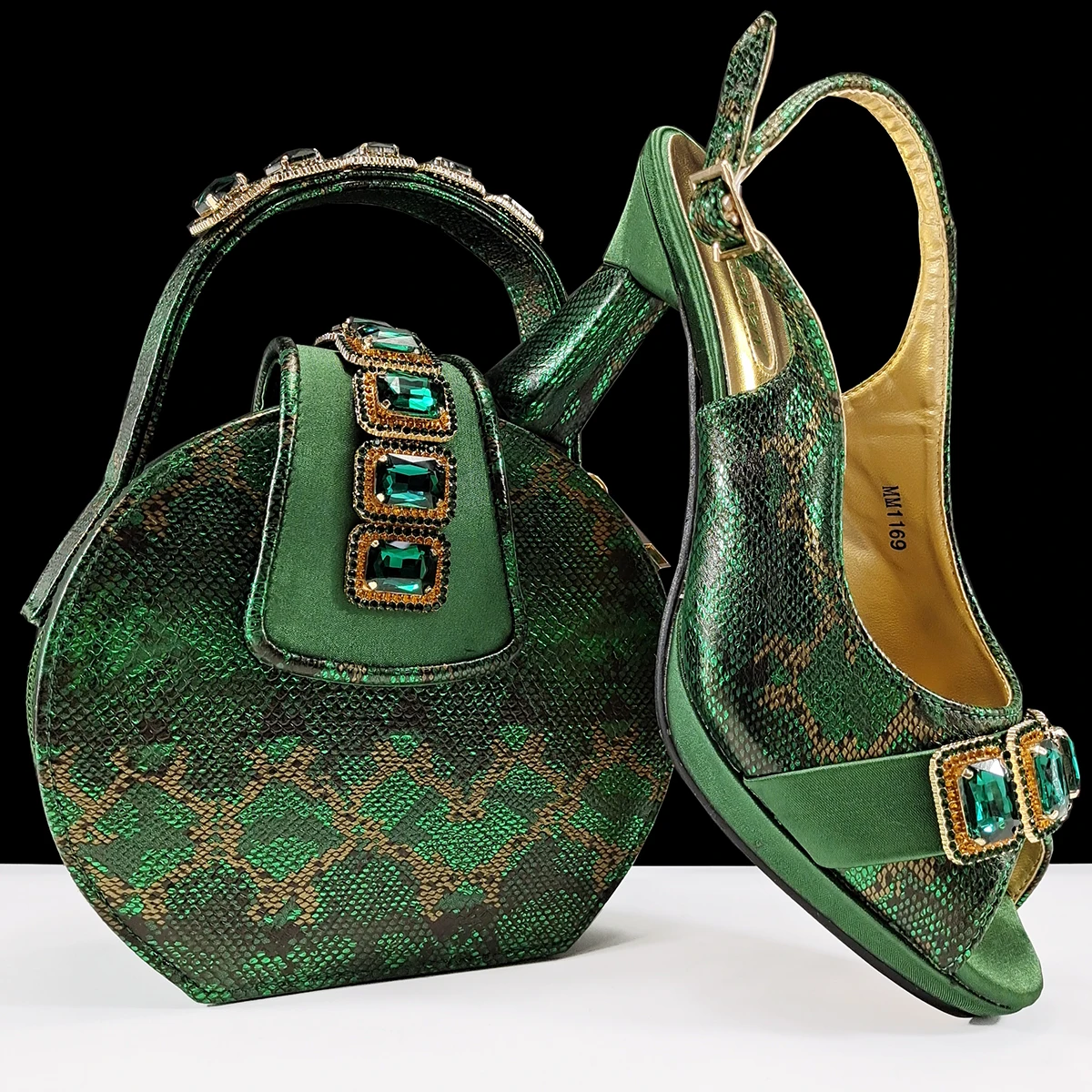 doershow High Quality African Style Ladies Shoes And Bags Set Latest orange Italian Shoes And Bag Set For Party SMM1-1