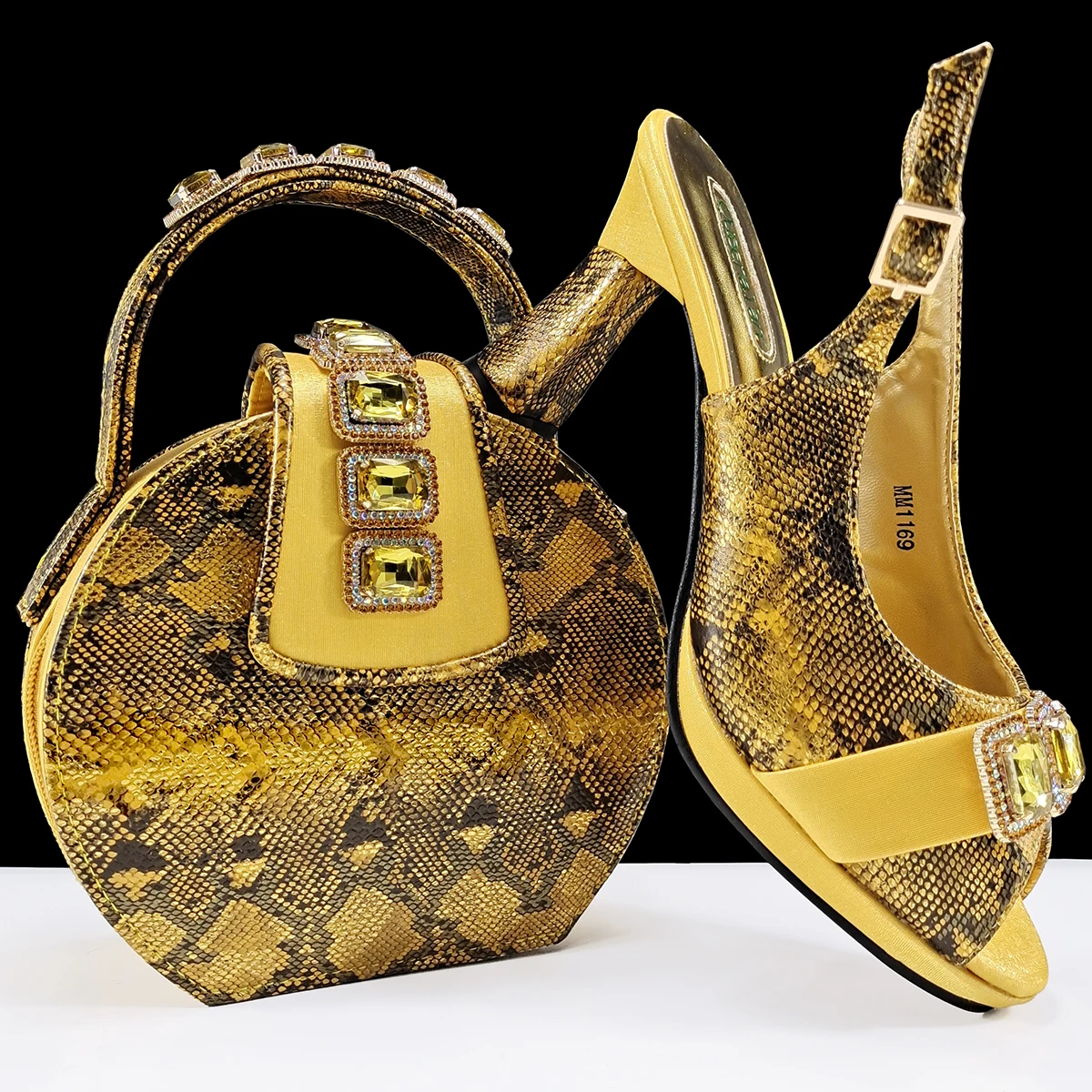 doershow High Quality African Style Ladies Shoes And Bags Set Latest orange Italian Shoes And Bag Set For Party SMM1-1
