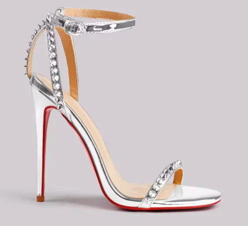New Black Rivet French Sexy Temperament Comfortable Super High Heels Open Toe Sandals Fashion Sandals Rubber Round Head
