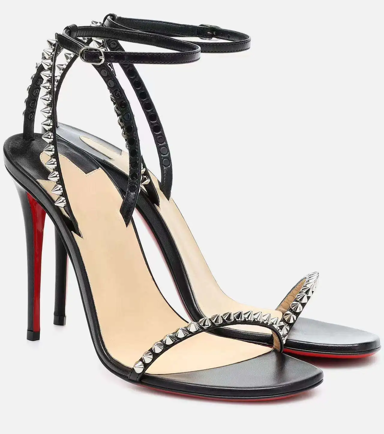 New Black Rivet French Sexy Temperament Comfortable Super High Heels Open Toe Sandals Fashion Sandals Rubber Round Head