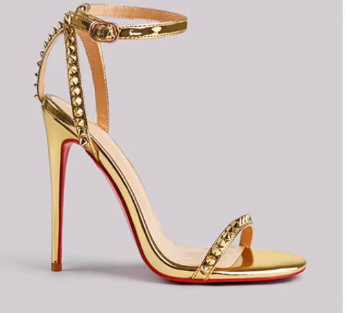 New Black Rivet French Sexy Temperament Comfortable Super High Heels Open Toe Sandals Fashion Sandals Rubber Round Head