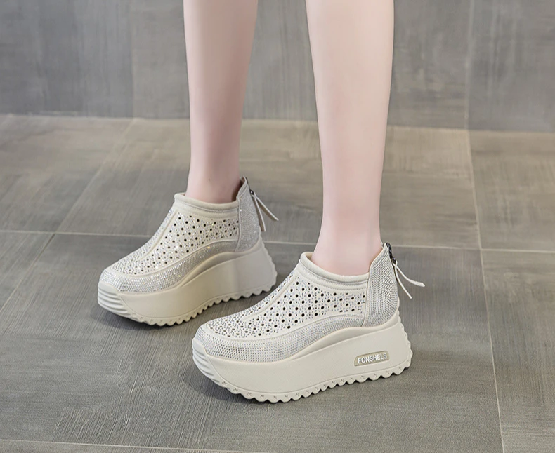 CICIYANG 8cm Thick-soled Women Hollow Sandals 2025 Summer New Casual Large-size Non-slip Female Sneakers Shoes Breathable Sandal