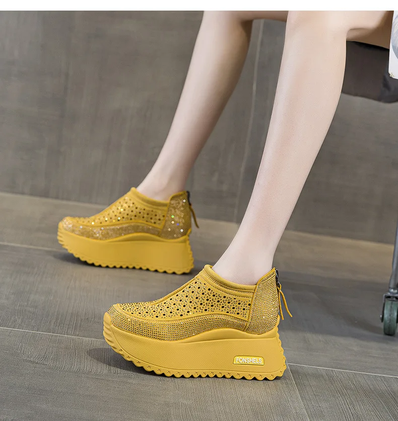 CICIYANG 8cm Thick-soled Women Hollow Sandals 2025 Summer New Casual Large-size Non-slip Female Sneakers Shoes Breathable Sandal
