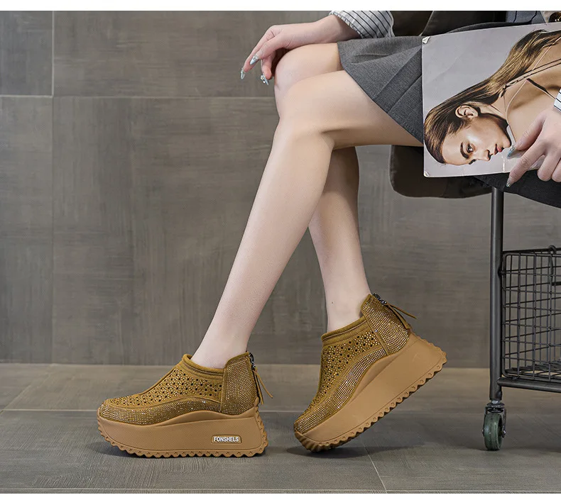 CICIYANG 8cm Thick-soled Women Hollow Sandals 2025 Summer New Casual Large-size Non-slip Female Sneakers Shoes Breathable Sandal