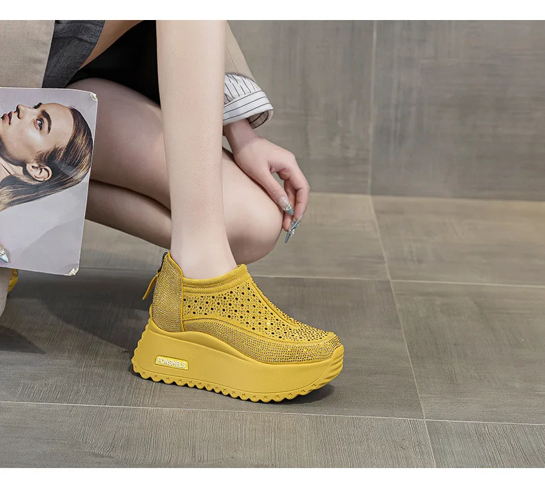 CICIYANG 8cm Thick-soled Women Hollow Sandals 2025 Summer New Casual Large-size Non-slip Female Sneakers Shoes Breathable Sandal
