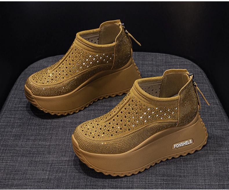 CICIYANG 8cm Thick-soled Women Hollow Sandals 2025 Summer New Casual Large-size Non-slip Female Sneakers Shoes Breathable Sandal