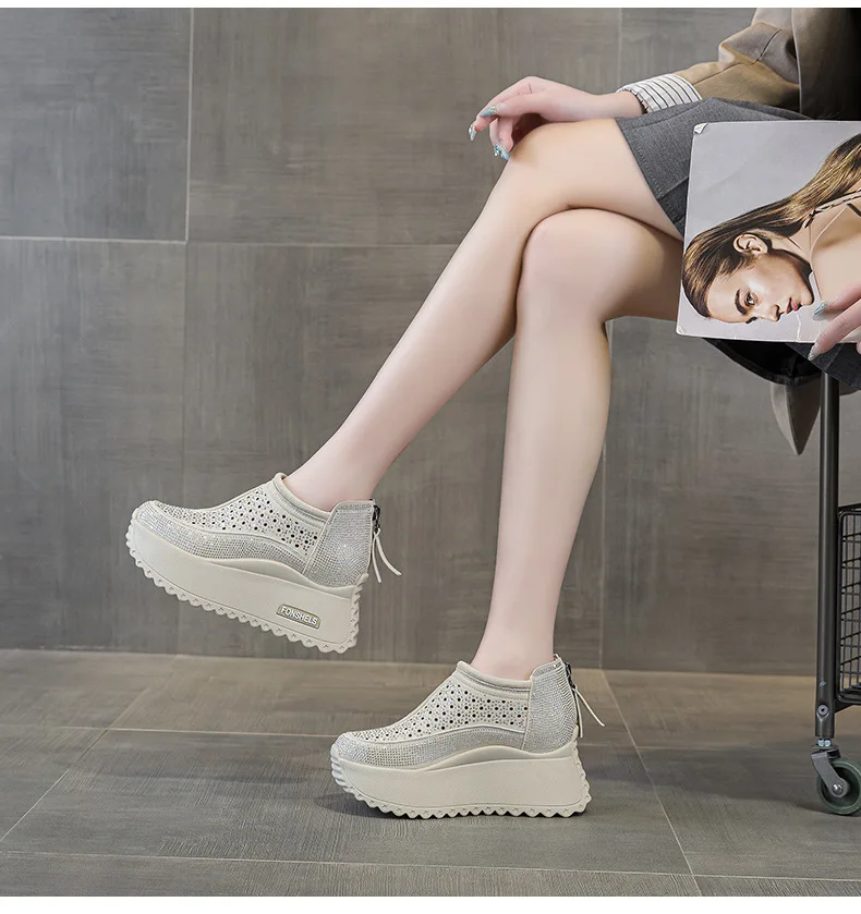 CICIYANG 8cm Thick-soled Women Hollow Sandals 2025 Summer New Casual Large-size Non-slip Female Sneakers Shoes Breathable Sandal