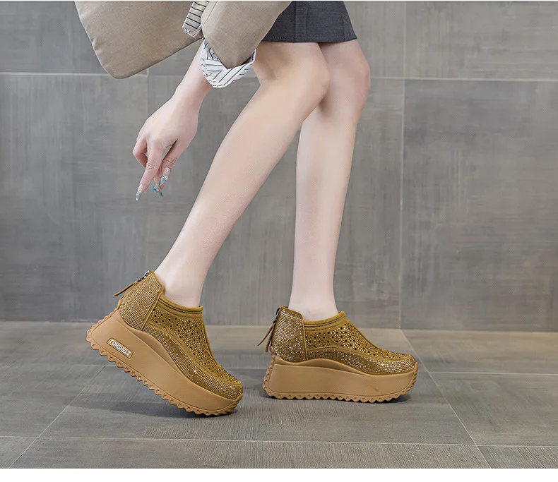 CICIYANG 8cm Thick-soled Women Hollow Sandals 2025 Summer New Casual Large-size Non-slip Female Sneakers Shoes Breathable Sandal