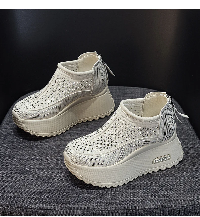 CICIYANG 8cm Thick-soled Women Hollow Sandals 2025 Summer New Casual Large-size Non-slip Female Sneakers Shoes Breathable Sandal