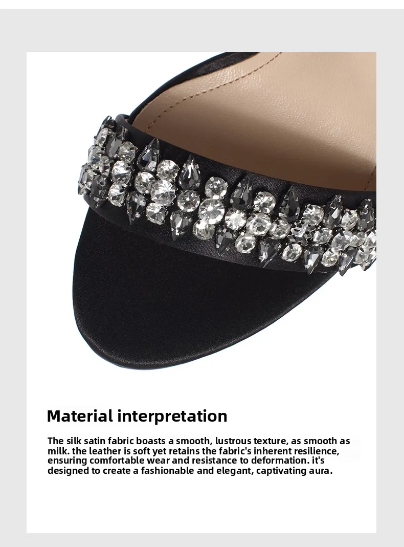 Arden Furtado Summer Champagne Silk Platform Crystal Banquet Shoes Round Toe Super High Heel Sexy Word-Cingulate Sandals