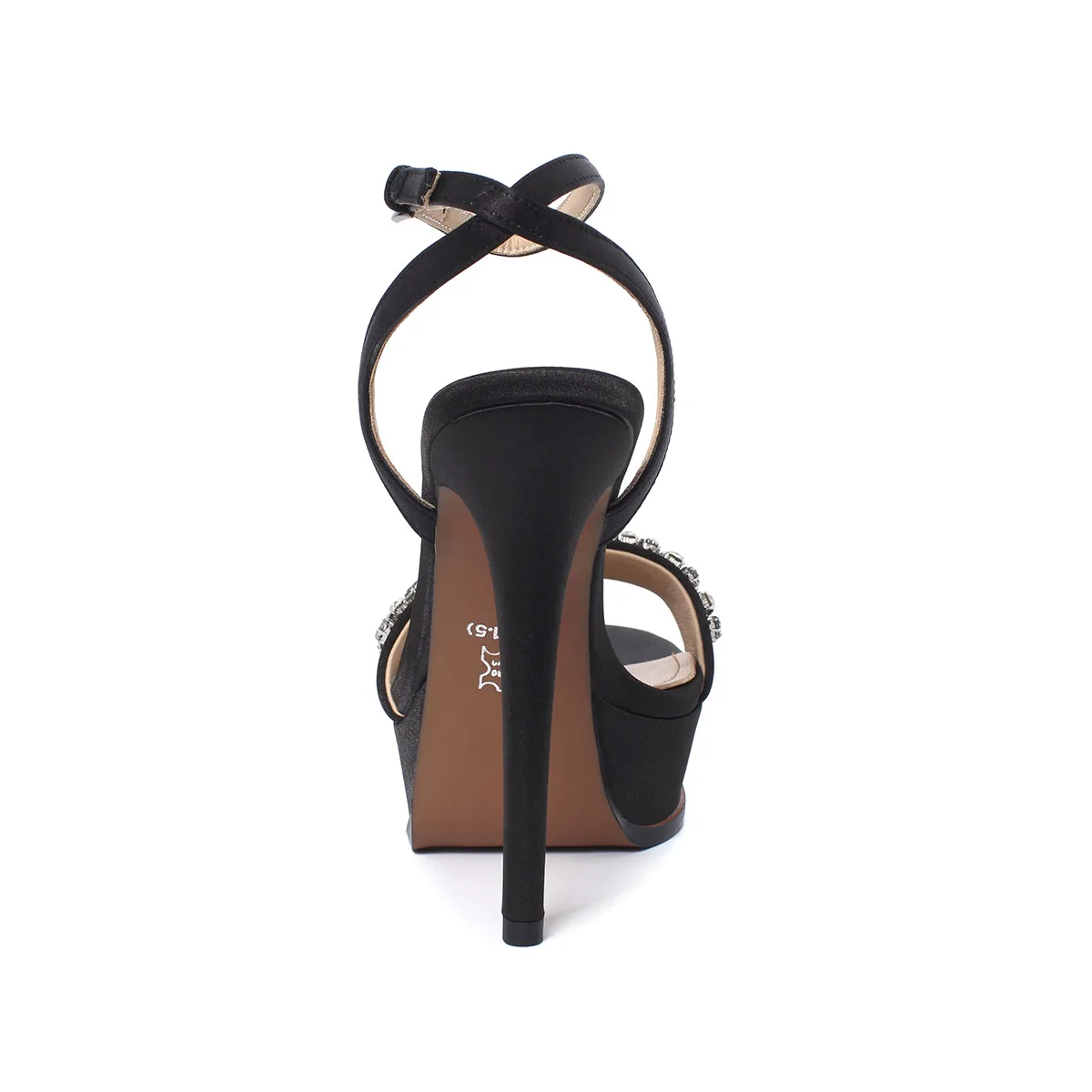 Arden Furtado Summer Champagne Silk Platform Crystal Banquet Shoes Round Toe Super High Heel Sexy Word-Cingulate Sandals