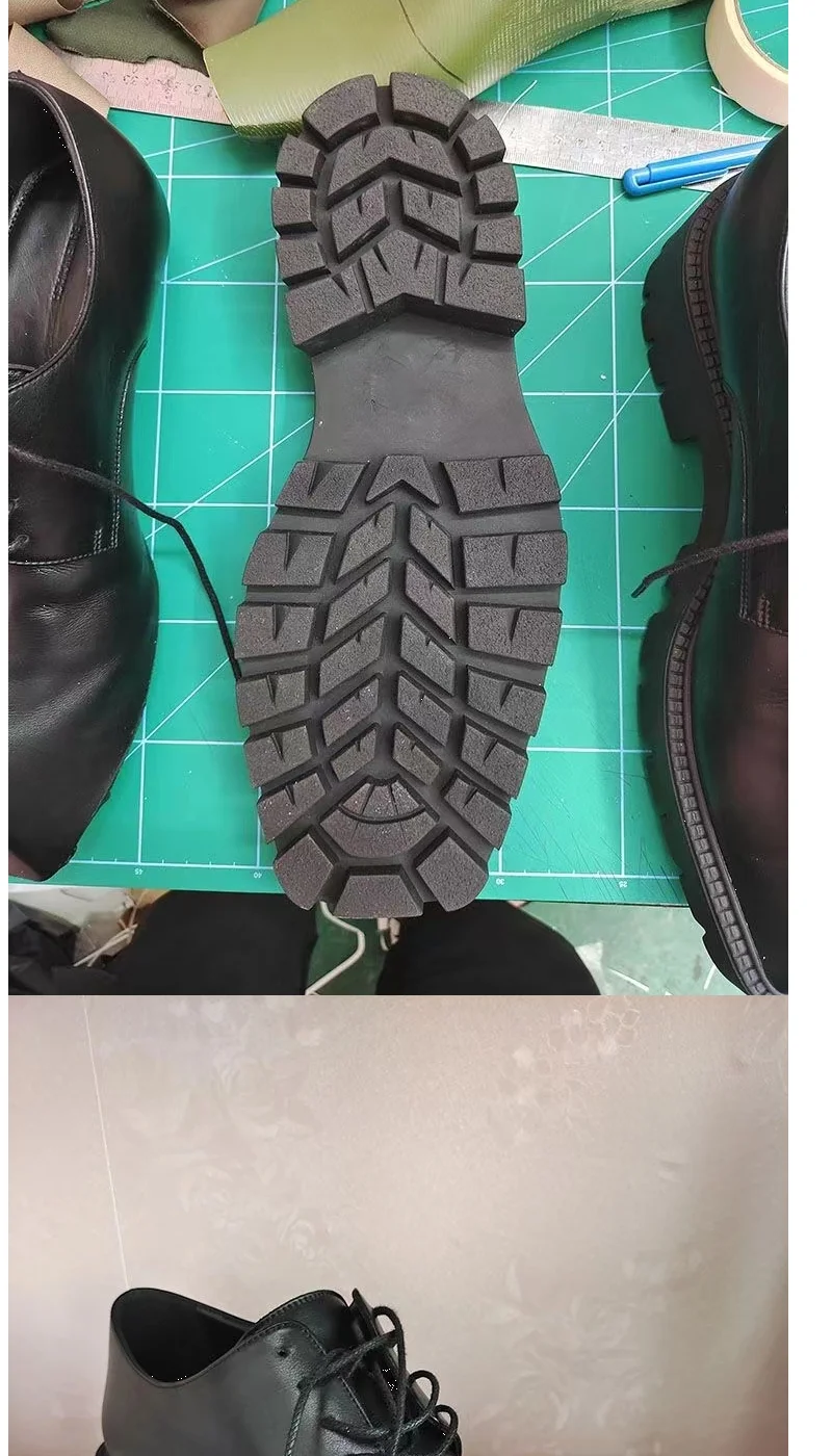 2025 Men's Big Head Leather Niche Design Casual Platform Rhino Horn Square Single Sneakers Derby Shoes