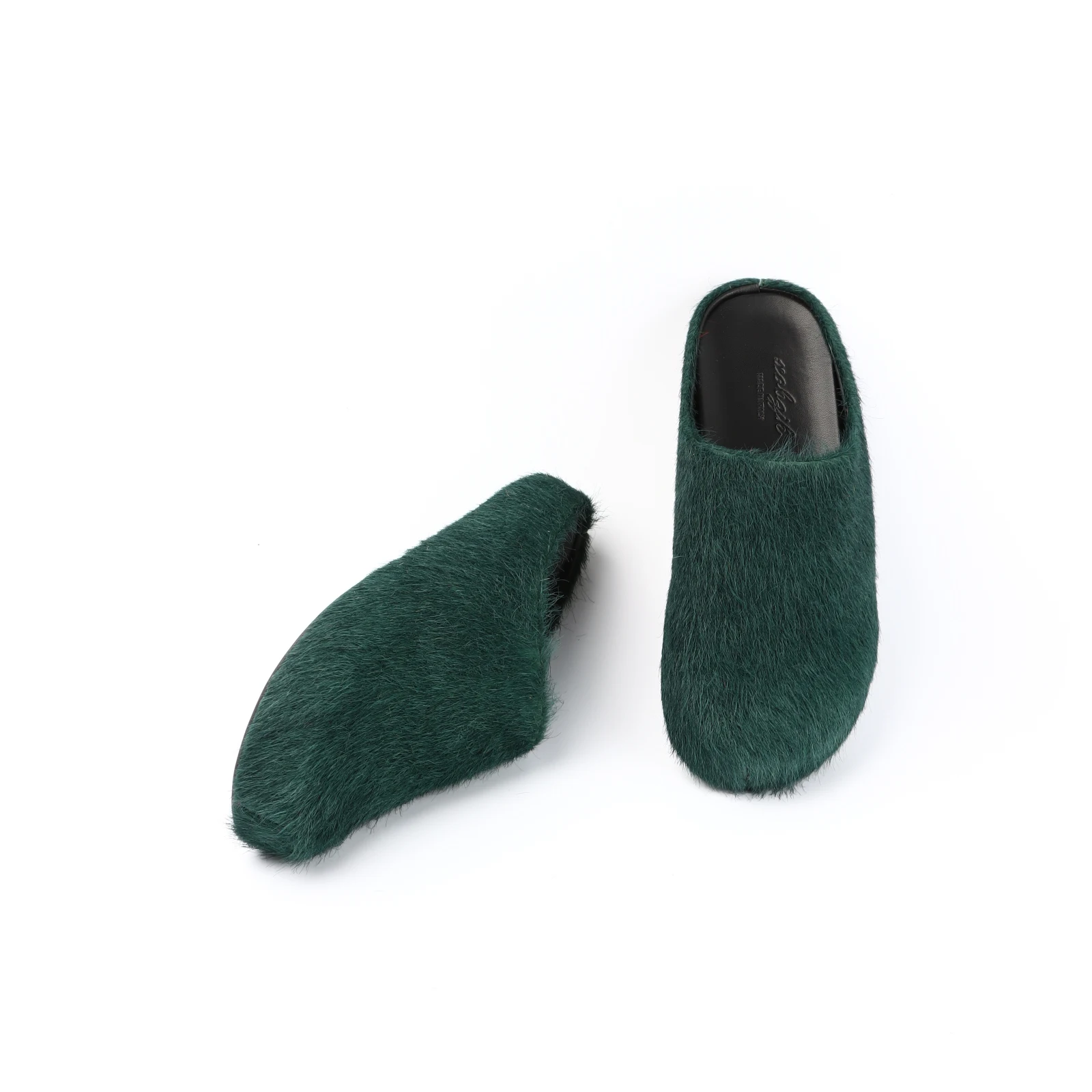 2026 Horsehair Italy Real Leather Slides fur Slippers Women Mule Runway Flats Thick Sole Leisure Luxury Designer Shoes