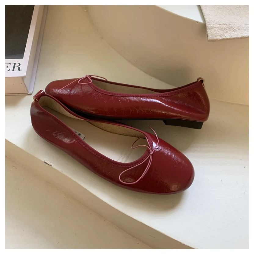 2026 Spring Round Toe Flat Casual Shoes Women Flats Ballet Female Ballerina Soft Moccasins Female Bow Knot Shallow Classic Mujer