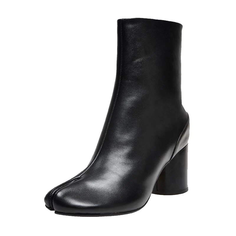 New Brand Design Tabi Boots Women Round High Heels Woman Shoes Fashion Split Toe Ankle Boots Women Botas De Mujer Zapatos Mujer