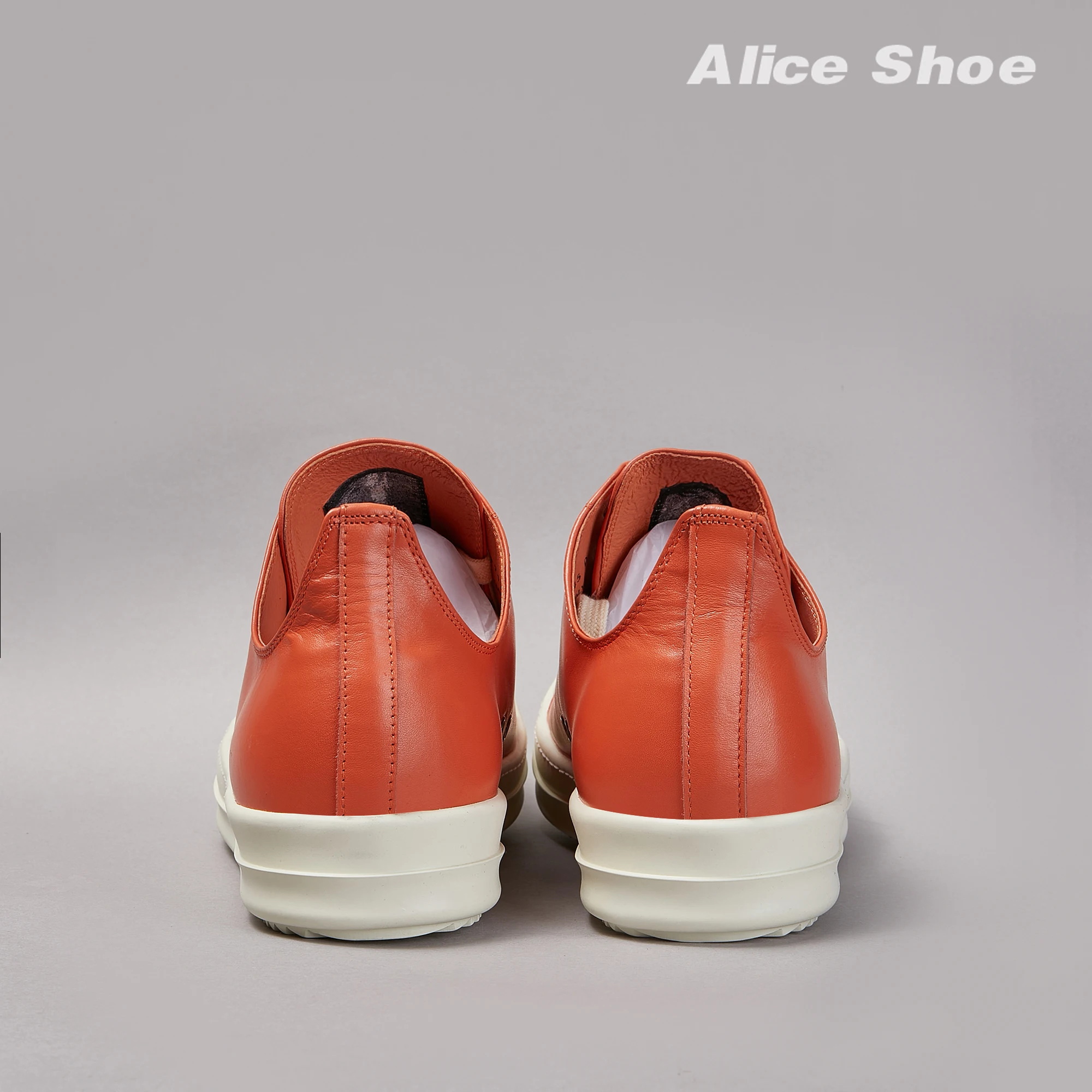 Gothic Designer Women Trainer Casual Low Top Men Sneaker Quality Orange Lace-up Leather Luxury Shoe Punk Platform Street Trainer