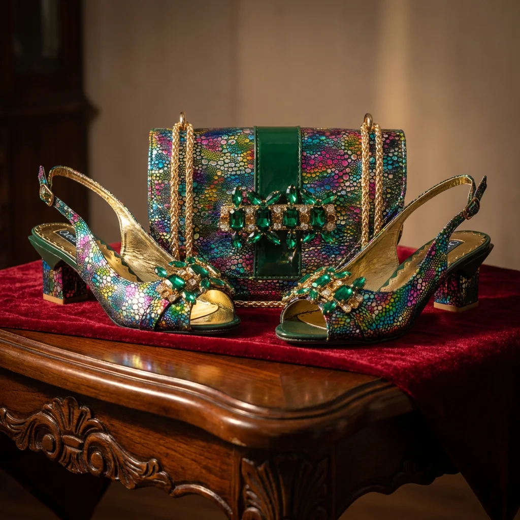 New Arrive Nigerian Women Heel Party Shoes and Bag Set Purple Colour Rhinestone Handbag Italian Design Wedding INS 2026