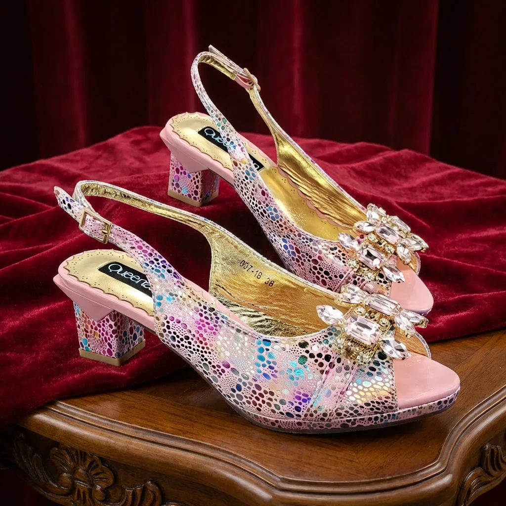 New Arrive Nigerian Women Heel Party Shoes and Bag Set Purple Colour Rhinestone Handbag Italian Design Wedding INS 2026