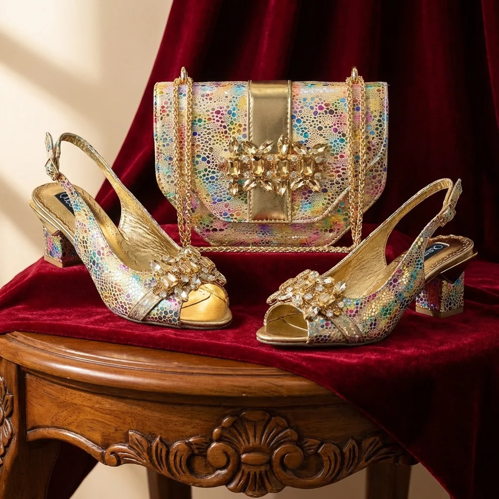 New Arrive Nigerian Women Heel Party Shoes and Bag Set Purple Colour Rhinestone Handbag Italian Design Wedding INS 2026