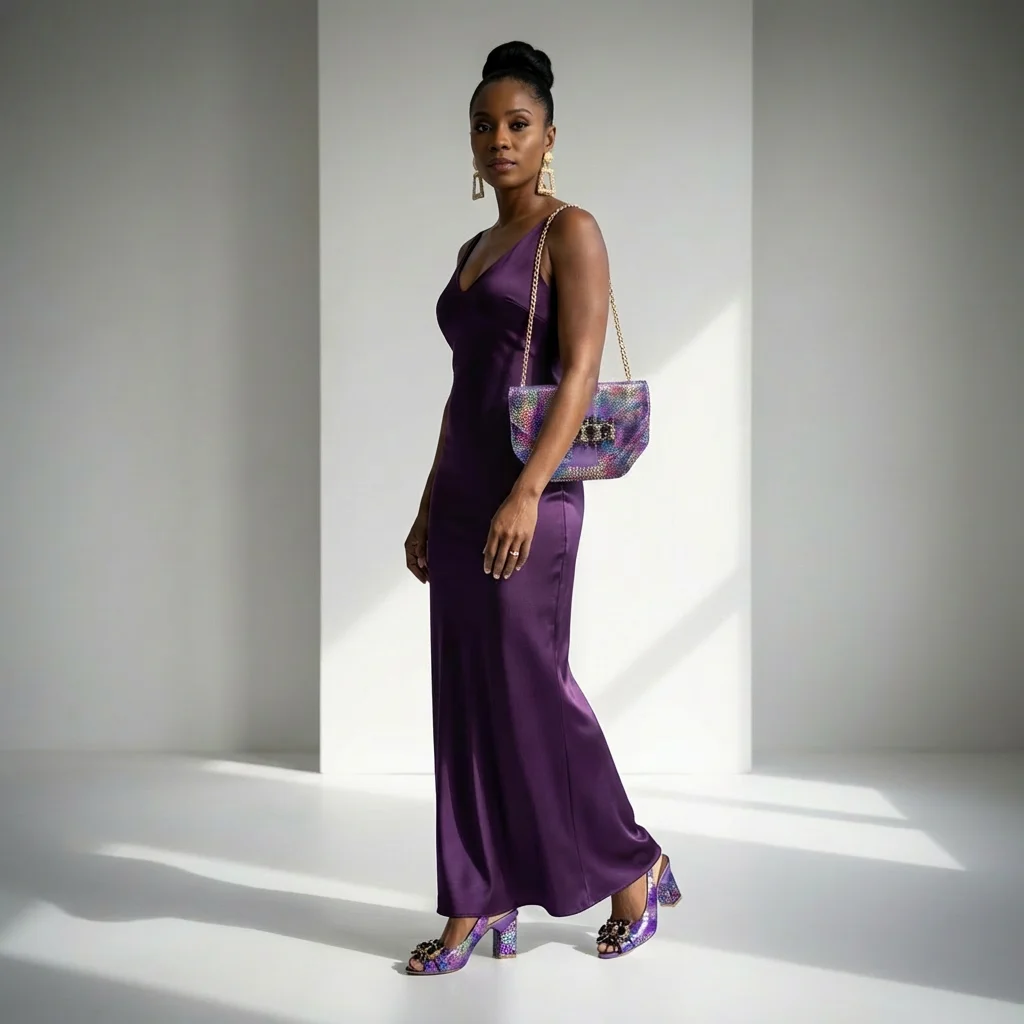 New Arrive Nigerian Women Heel Party Shoes and Bag Set Purple Colour Rhinestone Handbag Italian Design Wedding INS 2026