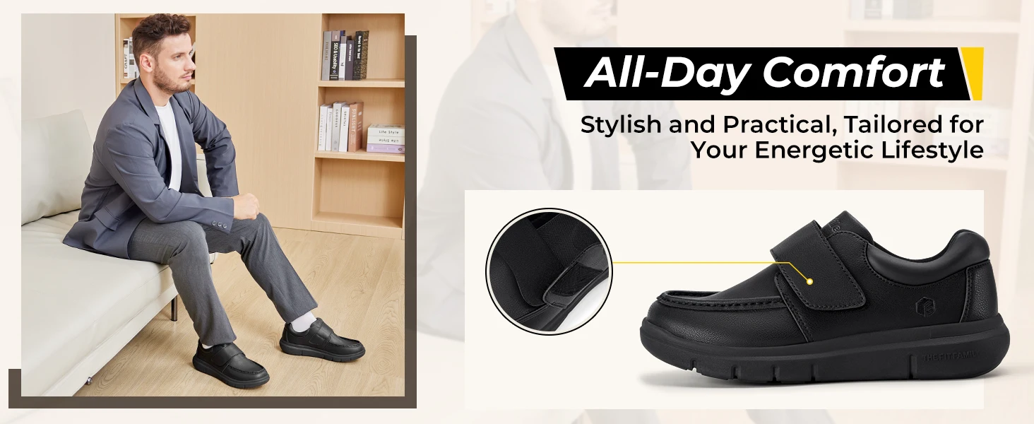 Fitville Wide Diabetic Walking Shoes Comfortable Luxury Dress Business Shoes for Men Casual Sneakers Arche Support Breathable