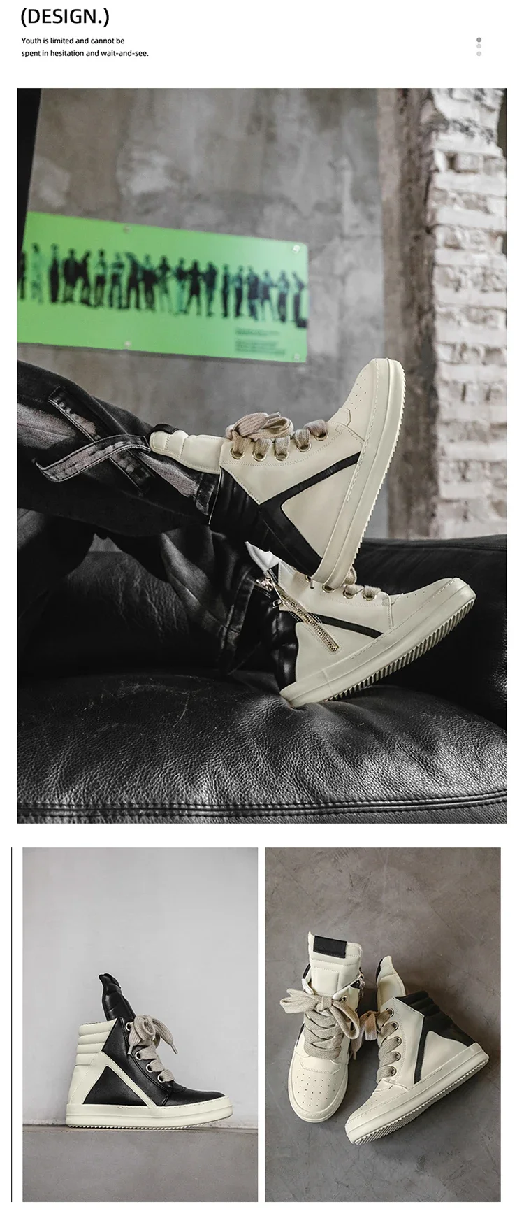 Casual High-top Boots Sports Shoes Lace-up Leather Ankle Boots Male Skateboard Shoes Men Sneakers 39-44 Men Luxury Sneakers