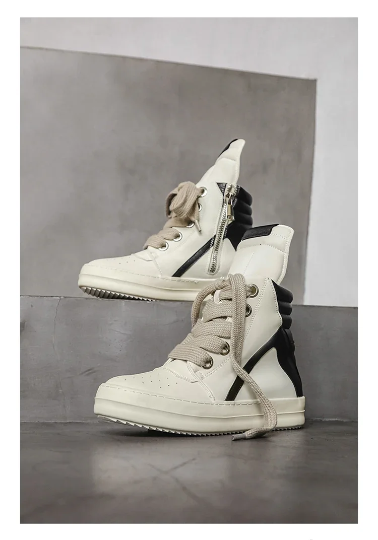 Casual High-top Boots Sports Shoes Lace-up Leather Ankle Boots Male Skateboard Shoes Men Sneakers 39-44 Men Luxury Sneakers