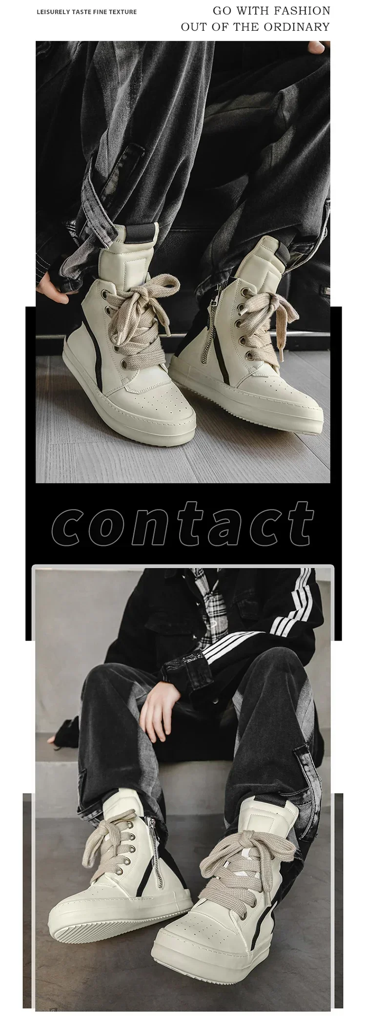 Casual High-top Boots Sports Shoes Lace-up Leather Ankle Boots Male Skateboard Shoes Men Sneakers 39-44 Men Luxury Sneakers