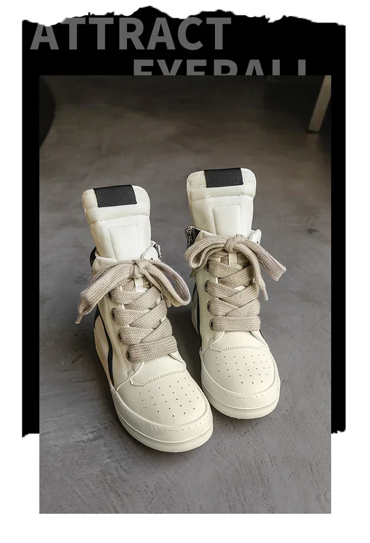 Casual High-top Boots Sports Shoes Lace-up Leather Ankle Boots Male Skateboard Shoes Men Sneakers 39-44 Men Luxury Sneakers