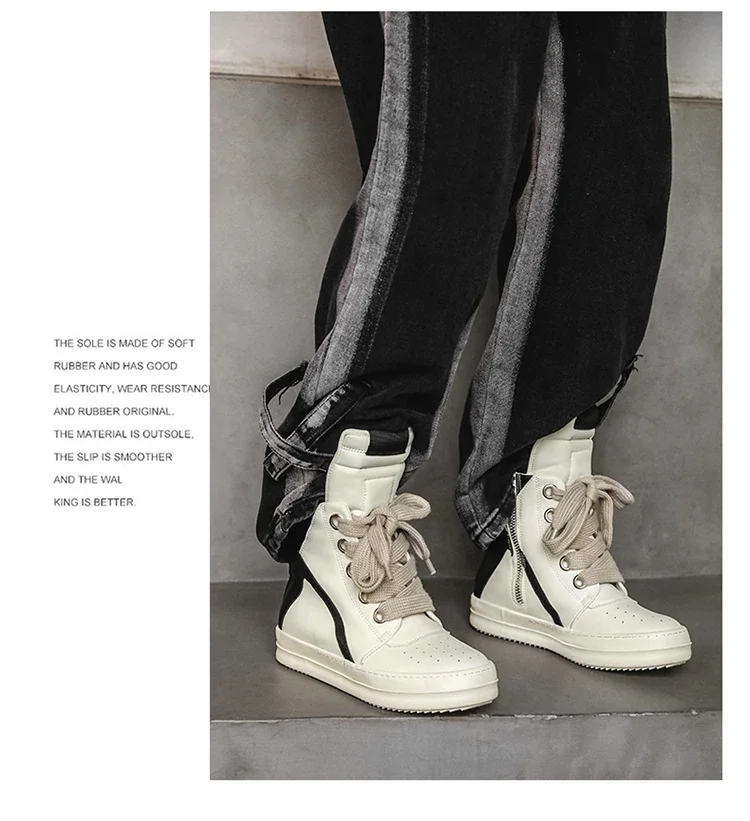 Casual High-top Boots Sports Shoes Lace-up Leather Ankle Boots Male Skateboard Shoes Men Sneakers 39-44 Men Luxury Sneakers
