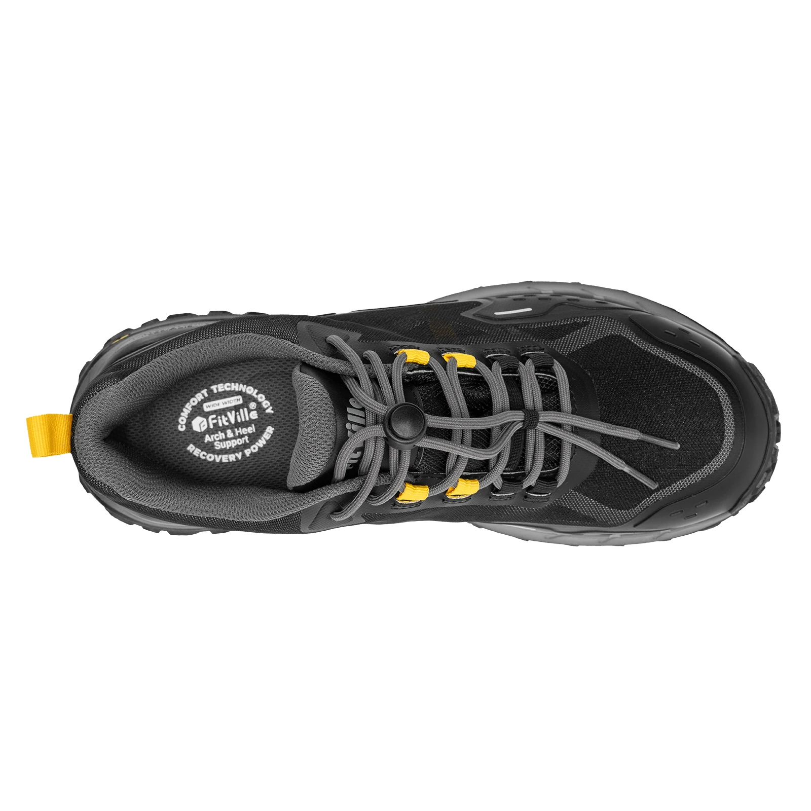 FitVille Men'S Wide Waterproof All-Terrain Hiking Trekking Shoes, Slip-Resistant Quick Lace Walking Trainers, Comfort Outdoor Sneakers For Travel, Camping, Running, Wide Feet & All Day Standing