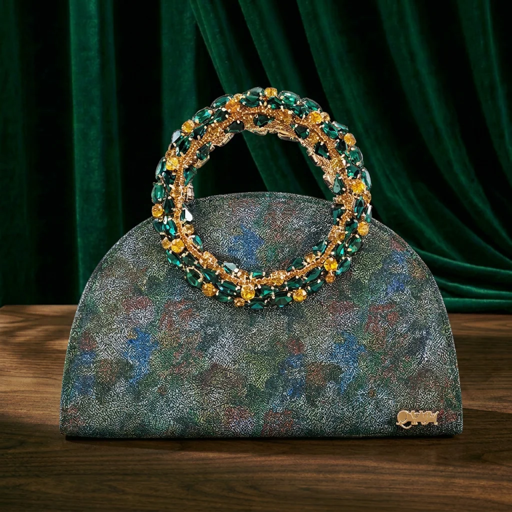 Multicolor Shimmer Rhinestone Circle Women Heels Rhinestone Ring Handle Evening Clutch Wedding Formal Matching Shoe and Bag Set