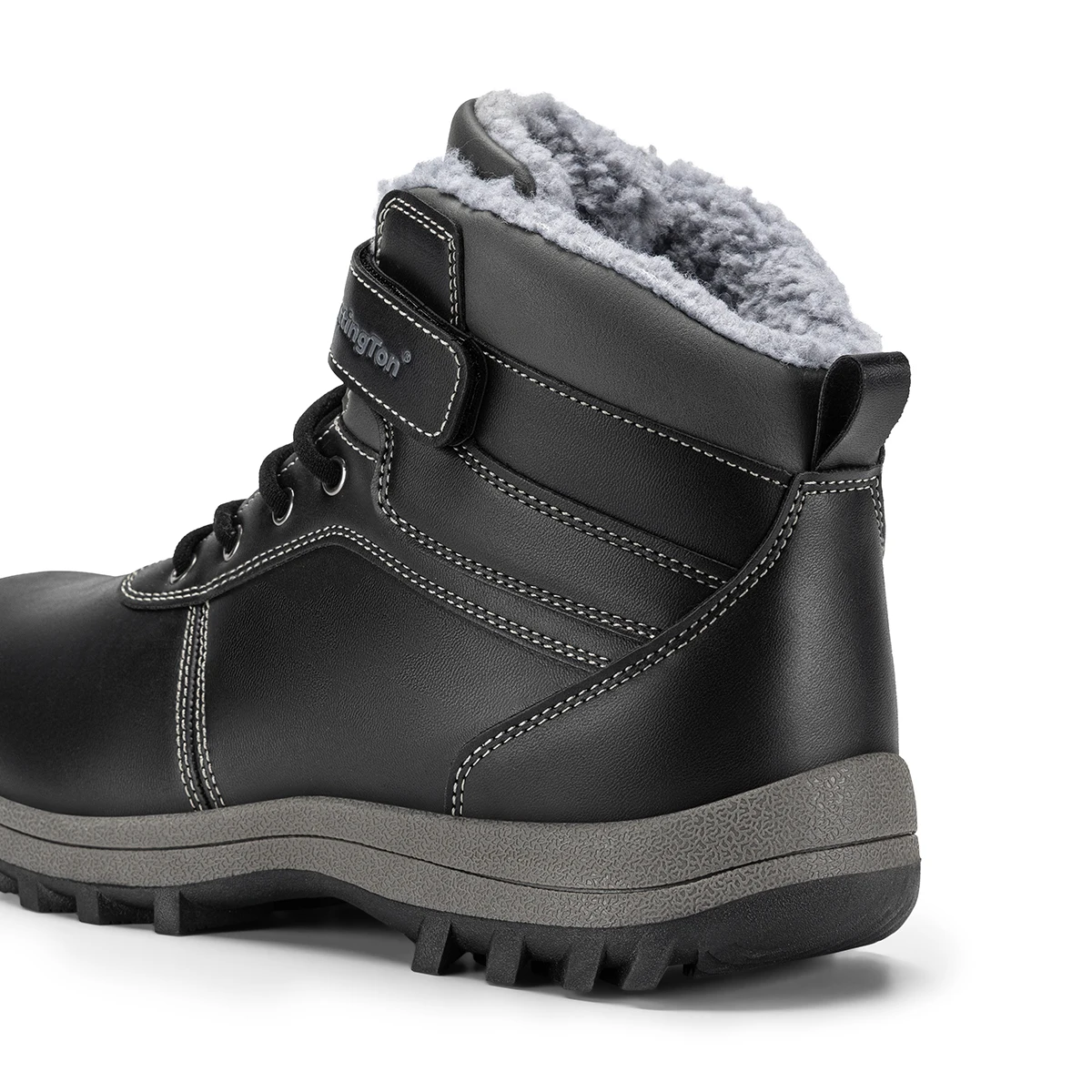 Fittington Men's Hiking Boots Wide Warm Fur Lined Winter Snow Boot Non-slip Outdoor Ankle High-top Trekking Shoes Waterproof