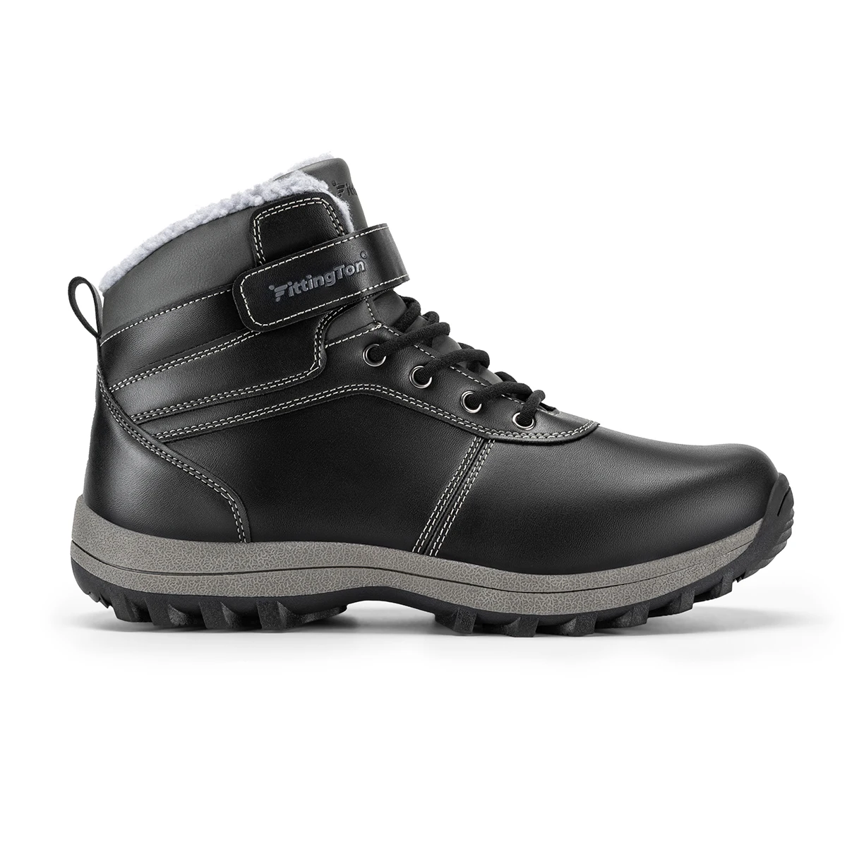 Fittington Men's Hiking Boots Wide Warm Fur Lined Winter Snow Boot Non-slip Outdoor Ankle High-top Trekking Shoes Waterproof
