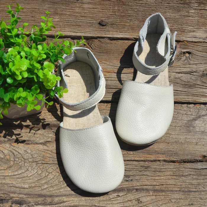 Careaymade-Retro leisure Genuine Leather women's sandals,pure handmade comfortable slip-proof breathable round-headed sandals
