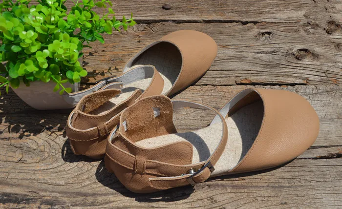 Careaymade-Retro leisure Genuine Leather women's sandals,pure handmade comfortable slip-proof breathable round-headed sandals