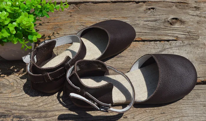 Careaymade-Retro leisure Genuine Leather women's sandals,pure handmade comfortable slip-proof breathable round-headed sandals