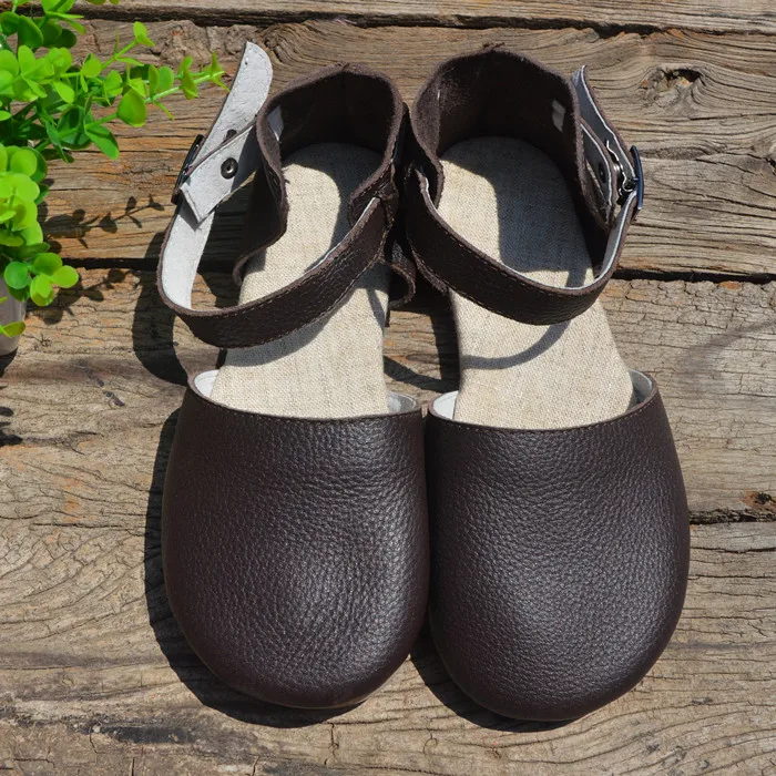 Careaymade-Retro leisure Genuine Leather women's sandals,pure handmade comfortable slip-proof breathable round-headed sandals