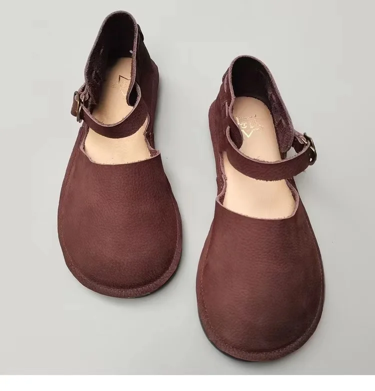 Careaymade-Retro leisure Genuine Leather women's sandals,pure handmade comfortable slip-proof breathable round-headed sandals