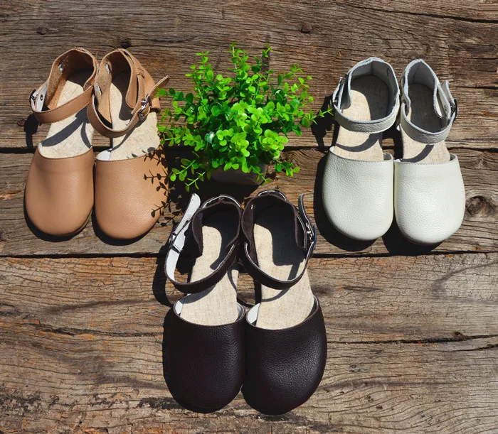 Careaymade-Retro leisure Genuine Leather women's sandals,pure handmade comfortable slip-proof breathable round-headed sandals